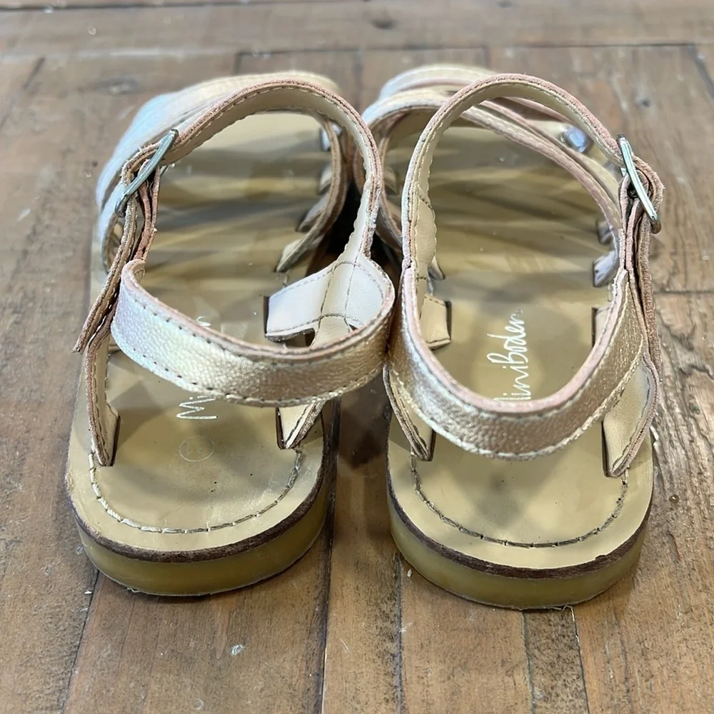 Mini Boden rose gold metallic strappy leather buckle sandals size 31 uk 13 US